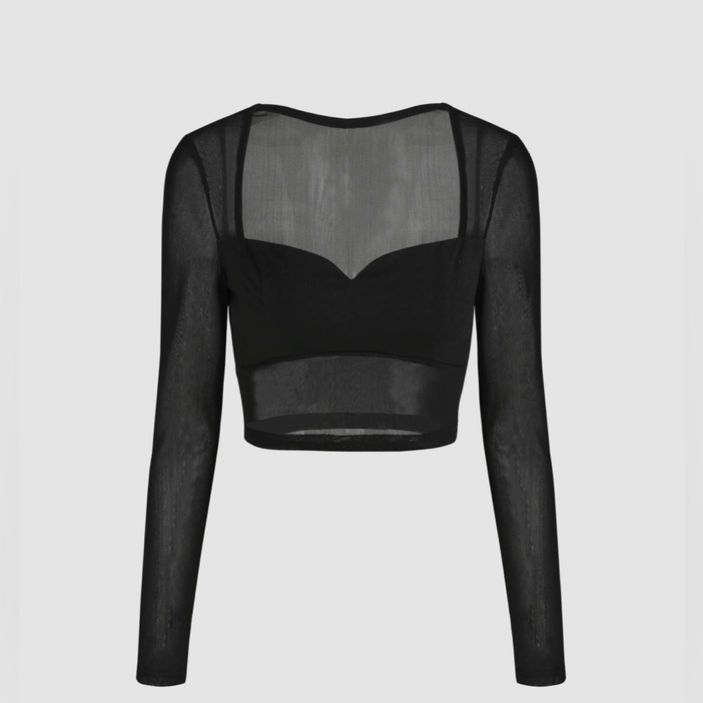 Mesh sweetheart crop top